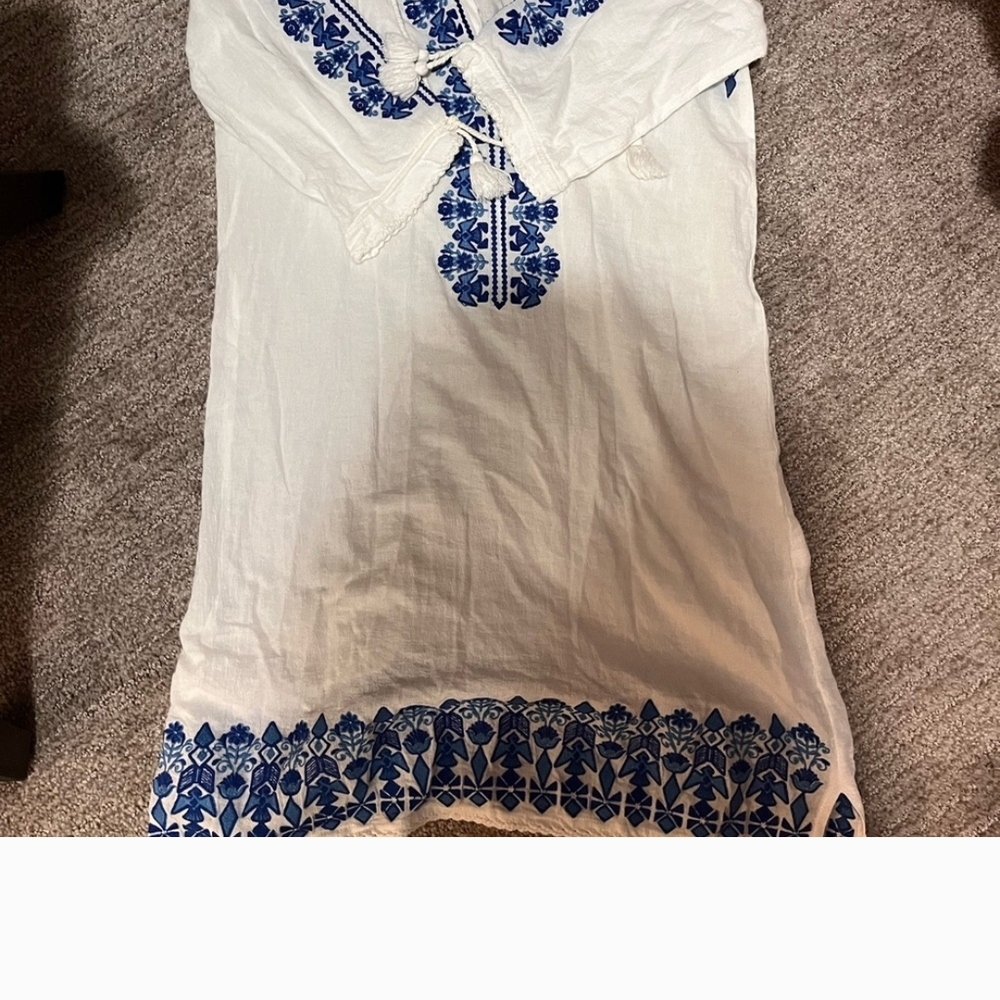 Spell White and Blue Embroidered Dress Sz Xsm - Picture 4 of 5